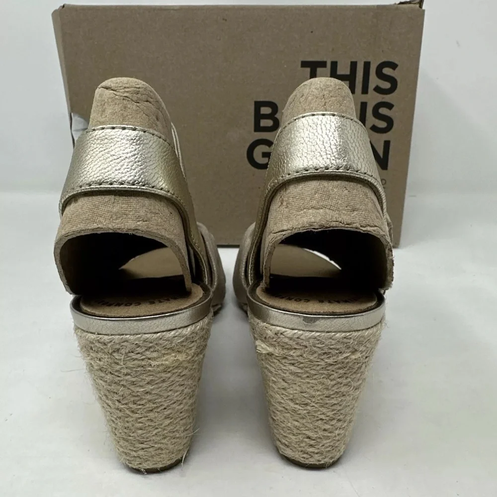 CLARKS Margee Beth Espadrille Wedge Sandal‎ Ankle Strap in Natural Size 6.5